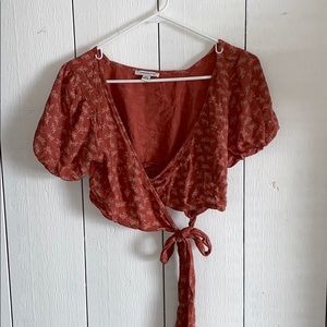 AE Mauve Crop Top Tie Blouse - Size Med